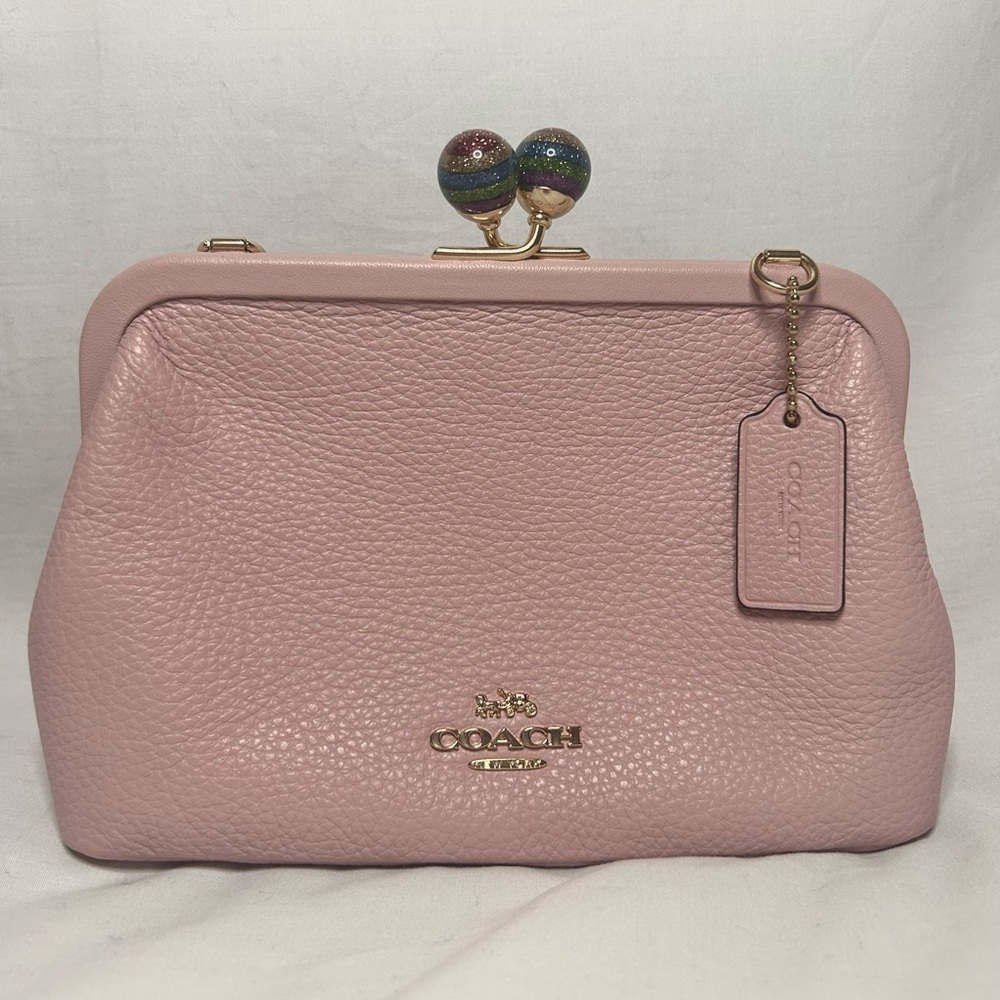 Pink Coach Clutch Purse With Adjustable Strap
